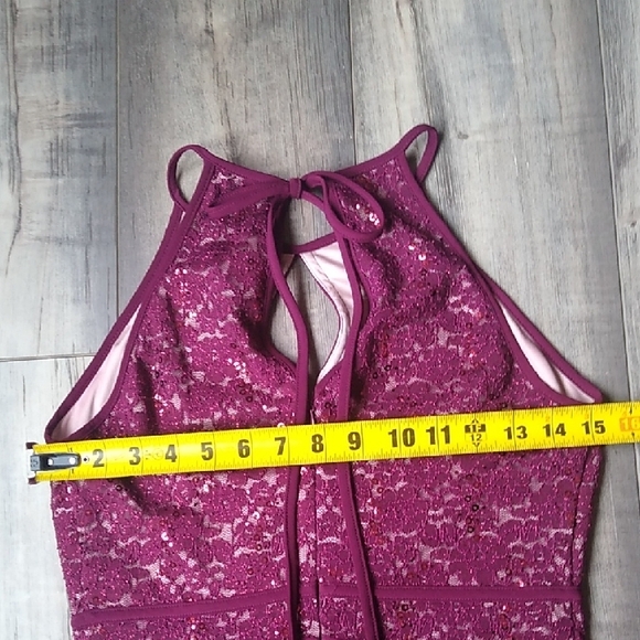 Morgan & Co. Burgundy Lace Evening Dress - Picture 8 of 9